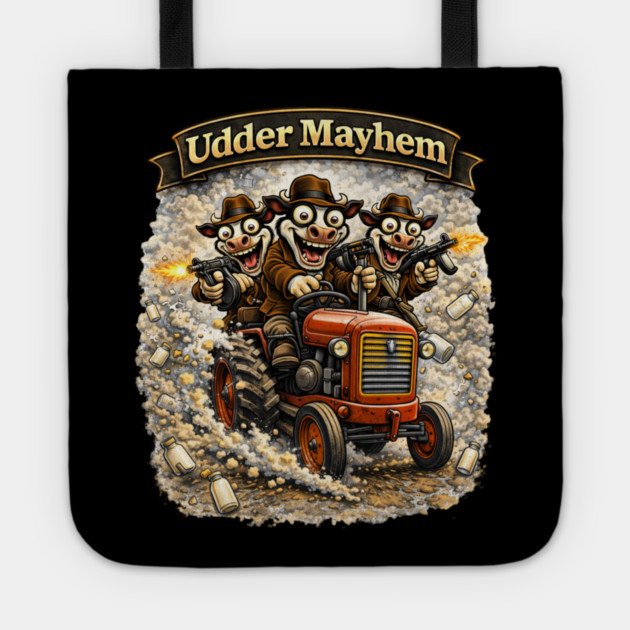Udder Mayhem – Wisconsin Gangland Tractor Crew Tote by CrazyGirl