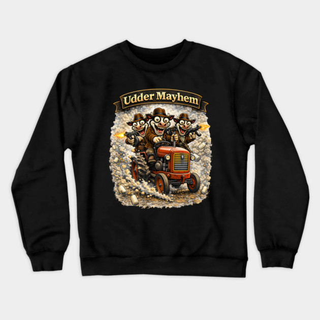 Udder Mayhem – Wisconsin Gangland Tractor Crew Crewneck Sweatshirt by CrazyGirl