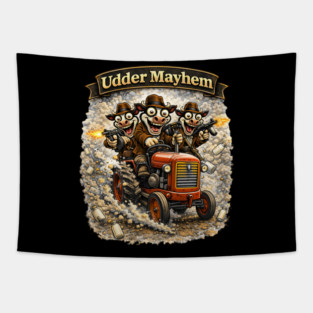 Udder Mayhem – Wisconsin Gangland Tractor Crew Tapestry