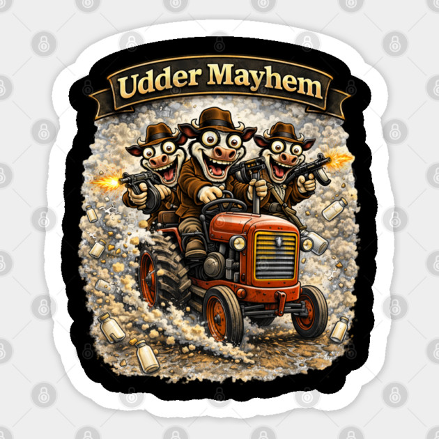 Udder Mayhem – Wisconsin Gangland Tractor Crew Sticker by CrazyGirl