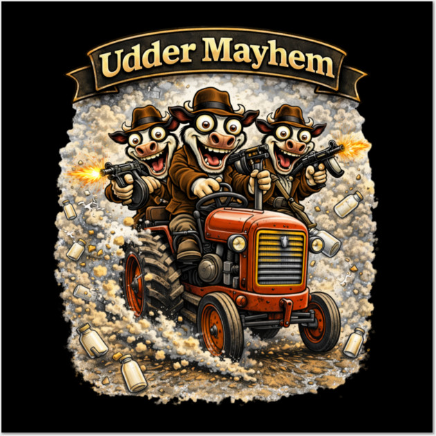 Udder Mayhem – Wisconsin Gangland Tractor Crew Wall Art by CrazyGirl