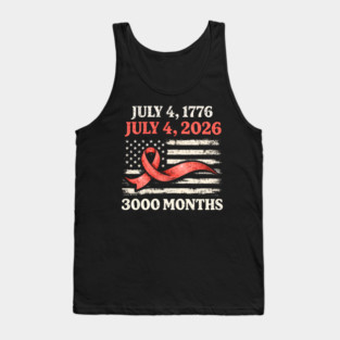 Vintage July 4 2026 Patriotic 250th Anniversary American Flag Ribbon 3000 Months Tank Top