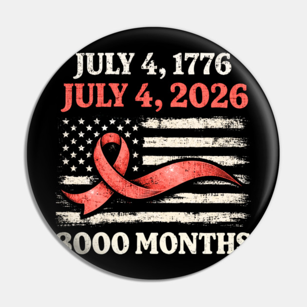 Vintage July 4 2026 Patriotic 250th Anniversary American Flag Ribbon 3000 Months Pin by shirtlux