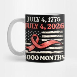 Vintage July 4 2026 Patriotic 250th Anniversary American Flag Ribbon 3000 Months Mug