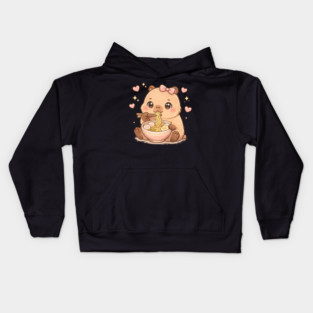 Cute Girls Capybara Ramen Kawaii Tea Kawaii Capy Lover Kids Kids Hoodie
