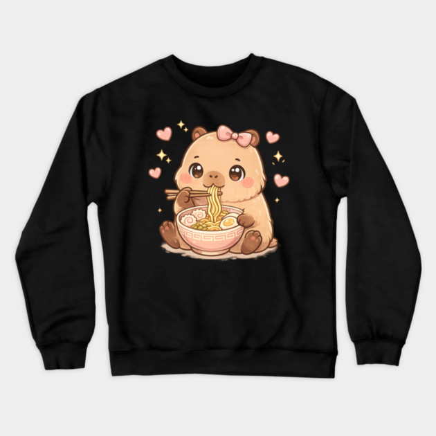 Cute Girls Capybara Ramen Kawaii Tea Kawaii Capy Lover Kids Crewneck Sweatshirt by shirtlux