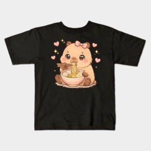 Cute Girls Capybara Ramen Kawaii Tea Kawaii Capy Lover Kids Kids T-Shirt