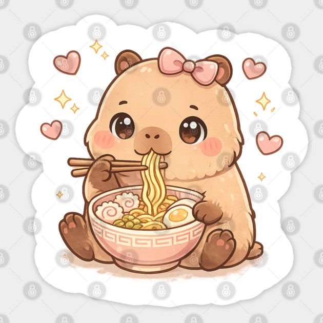 Cute Girls Capybara Ramen Kawaii Tea Kawaii Capy Lover Kids Sticker by shirtlux