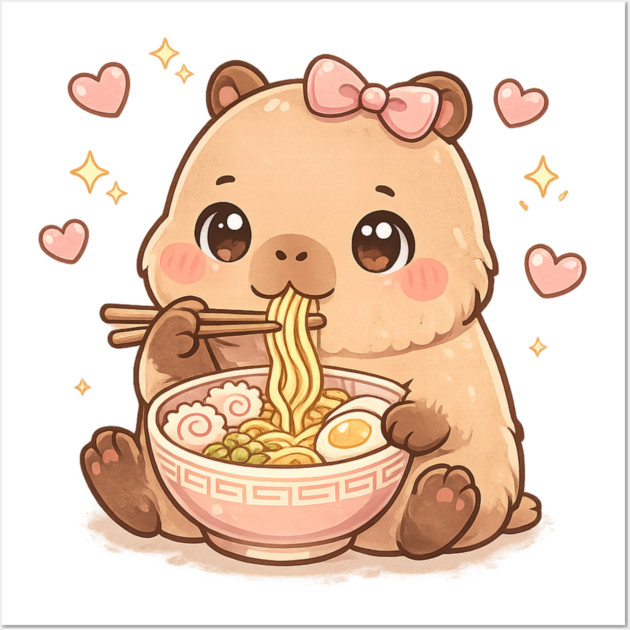 Cute Girls Capybara Ramen Kawaii Tea Kawaii Capy Lover Kids Wall Art by shirtlux