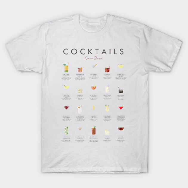 Cocktails Classic Recipes T-Shirt by Dennson Creative