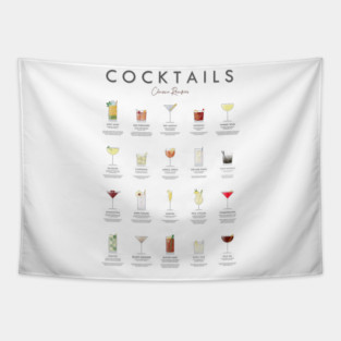 Cocktails Classic Recipes Tapestry