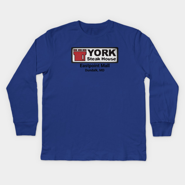 York Steak House Eastpoint Mall Dundalk Maryland 80's distressed Kids Long Sleeve T-Shirt by Joaddo