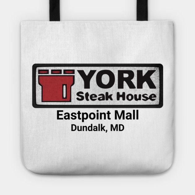 York Steak House Eastpoint Mall Dundalk Maryland 80's distressed Tote by Joaddo