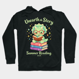 Unearth a Story Triceratops Dinosaur Reading Books Cute Dino Hoodie