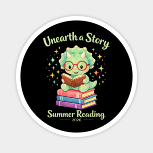 Unearth a Story Triceratops Dinosaur Reading Books Cute Dino Magnet