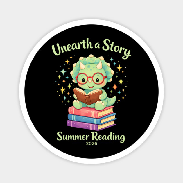 Unearth a Story Triceratops Dinosaur Reading Books Cute Dino Magnet by shirtlux