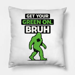 Funny Bigfoot Shamrock Lucky Sasquatch St Patricks Day Humor Pillow