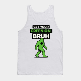 Funny Bigfoot Shamrock Lucky Sasquatch St Patricks Day Humor Tank Top