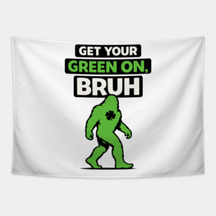 Funny Bigfoot Shamrock Lucky Sasquatch St Patricks Day Humor Tapestry