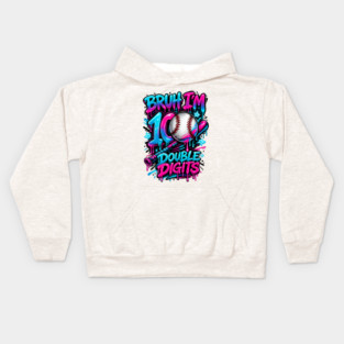 Baseball 10 Year Old Birthday Ice Cream Drip Double Digits Kids Hoodie