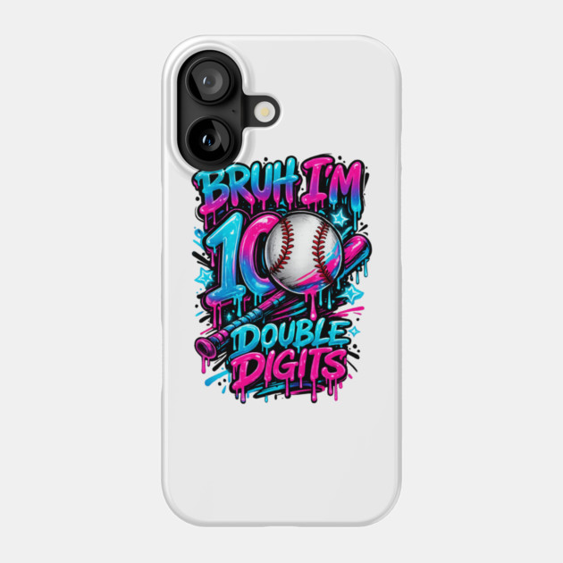 Baseball 10 Year Old Birthday Ice Cream Drip Double Digits Phone Case by shirtlux