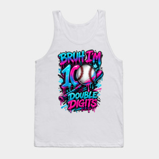 Baseball 10 Year Old Birthday Ice Cream Drip Double Digits Tank Top