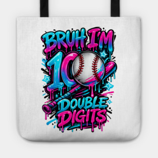 Baseball 10 Year Old Birthday Ice Cream Drip Double Digits Tote