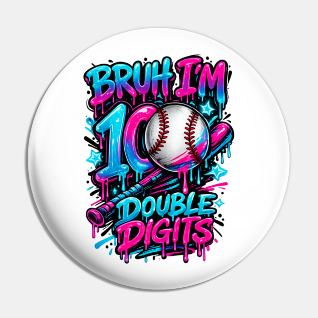 Baseball 10 Year Old Birthday Ice Cream Drip Double Digits Pin by shirtlux