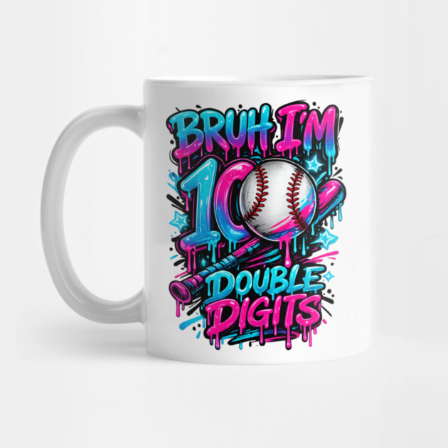 Baseball 10 Year Old Birthday Ice Cream Drip Double Digits by shirtlux