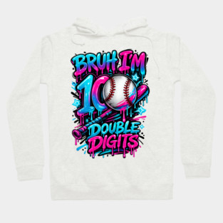 Baseball 10 Year Old Birthday Ice Cream Drip Double Digits Hoodie