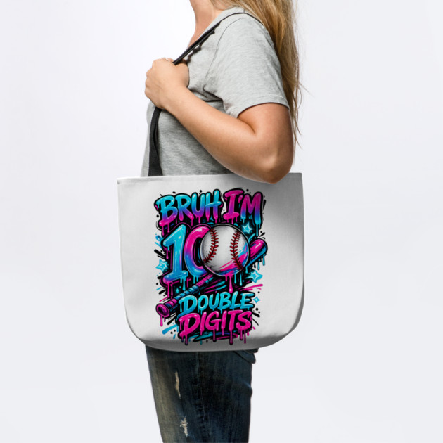 Baseball 10 Year Old Birthday Ice Cream Drip Double Digits by shirtlux