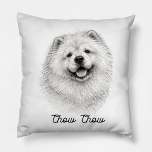 Chow Chow – Scribble Sketch Dog Portrait Pillow
