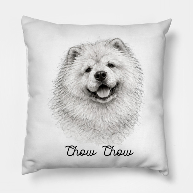 Chow Chow – Scribble Sketch Dog Portrait Pillow by CrazyGirl