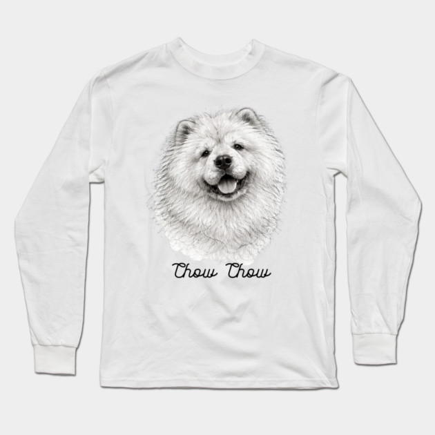 Chow Chow – Scribble Sketch Dog Portrait Long Sleeve T-Shirt by CrazyGirl