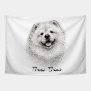 Chow Chow – Scribble Sketch Dog Portrait Tapestry