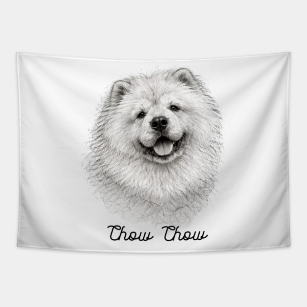 Chow Chow – Scribble Sketch Dog Portrait Tapestry by CrazyGirl
