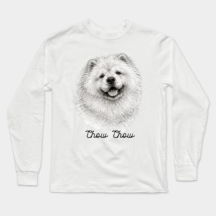 Chow Chow – Scribble Sketch Dog Portrait Long Sleeve T-Shirt