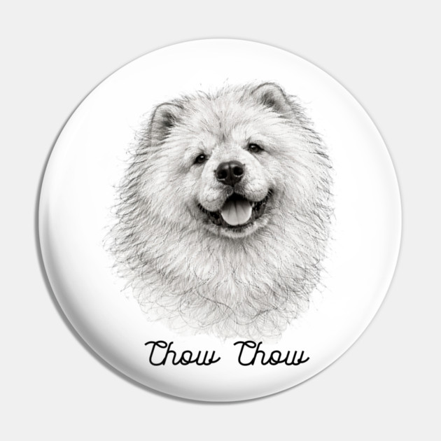 Chow Chow – Scribble Sketch Dog Portrait Pin by CrazyGirl