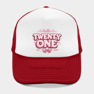 Hello Twenty One Coquette Bow 21st Birthday Cute Girl 2005 Hat