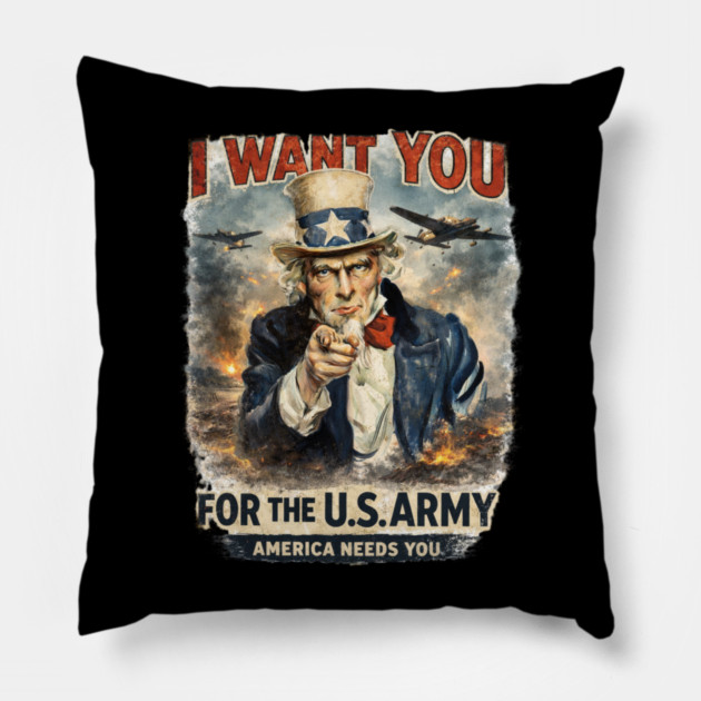 I Want You – Vintage War Poster Style Pillow by CrazyGirl