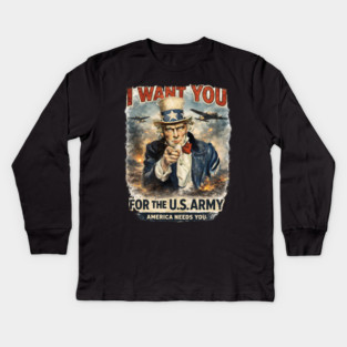 I Want You – Vintage War Poster Style Kids Long Sleeve T-Shirt