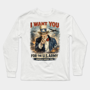 I Want You – Vintage War Poster Style Long Sleeve T-Shirt