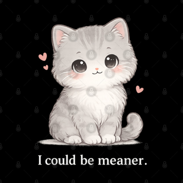 Funny I Could Be Meaner Cute Kitty Cat Humor by shirtlux