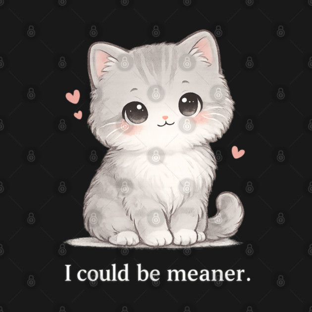 Funny I Could Be Meaner Cute Kitty Cat Humor by shirtlux
