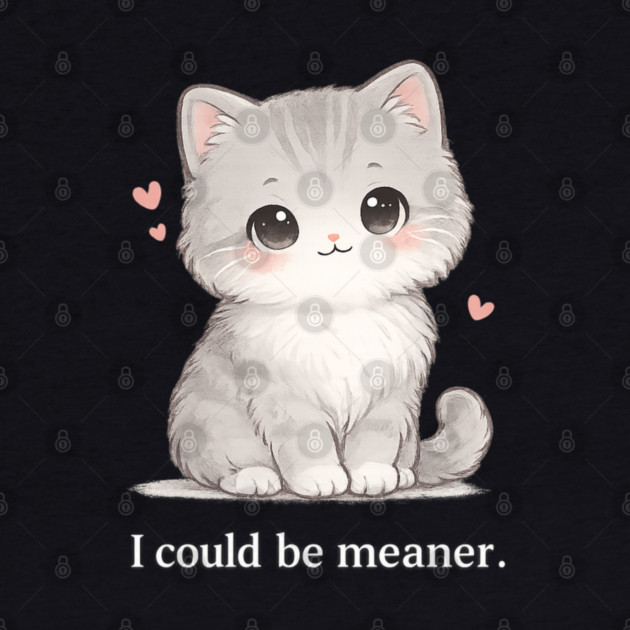 Funny I Could Be Meaner Cute Kitty Cat Humor by shirtlux