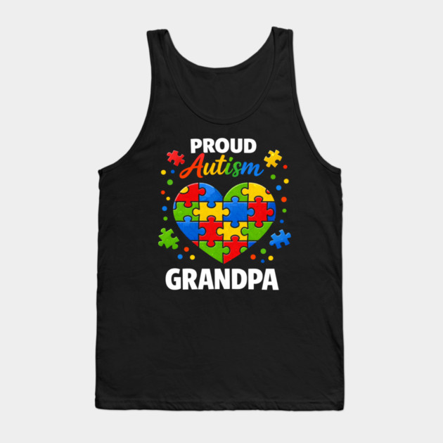 Funny Proud Autism Grandpa Puzzle Heart Support Humor Tank Top by shirtlux
