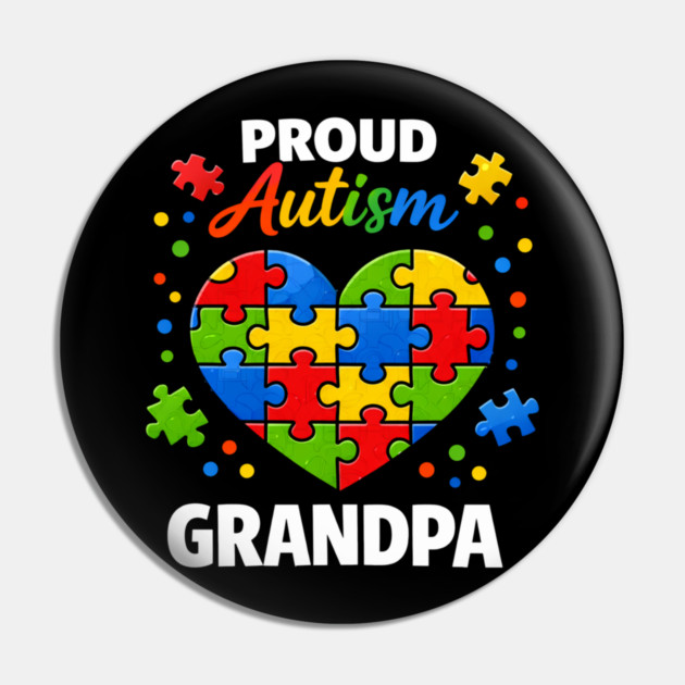 Funny Proud Autism Grandpa Puzzle Heart Support Humor Pin by shirtlux
