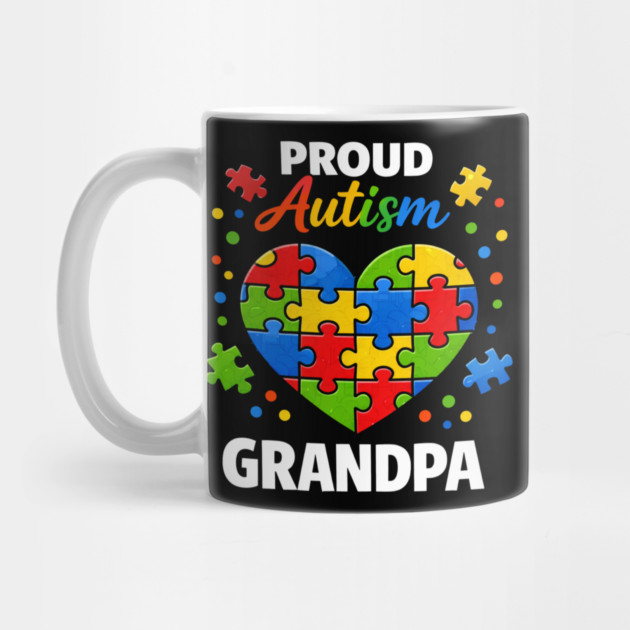 Funny Proud Autism Grandpa Puzzle Heart Support Humor by shirtlux