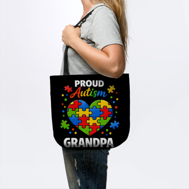 Funny Proud Autism Grandpa Puzzle Heart Support Humor by shirtlux