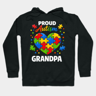 Funny Proud Autism Grandpa Puzzle Heart Support Humor Hoodie